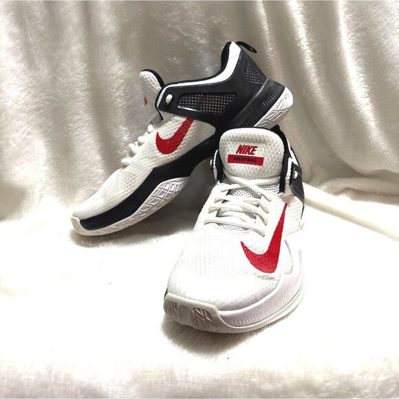 Nike Volleyball Shoes White & Red Mesh Size 10 US womens Durable Lightweight Des - Picture 2 of 7